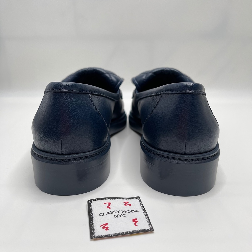 ❌❌ SOLD Chanel NIB 2021 Navy Blue Gold CC Logo Quilted Flap Flats Loafers - Picture 14 of 14